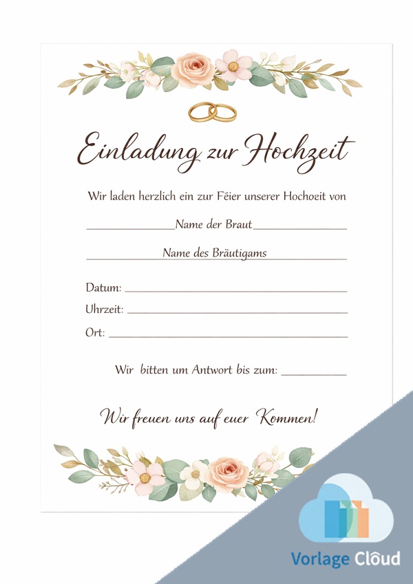 einladung hochzeit vorlage fur ausdruck