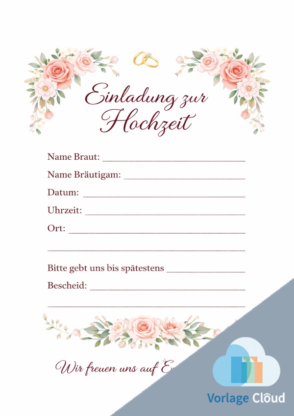 einladung hochzeit vorlage kostenlos
