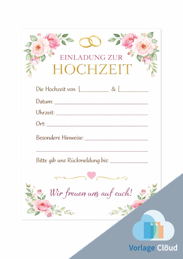 einladung hochzeit vorlage zum ausdrucken