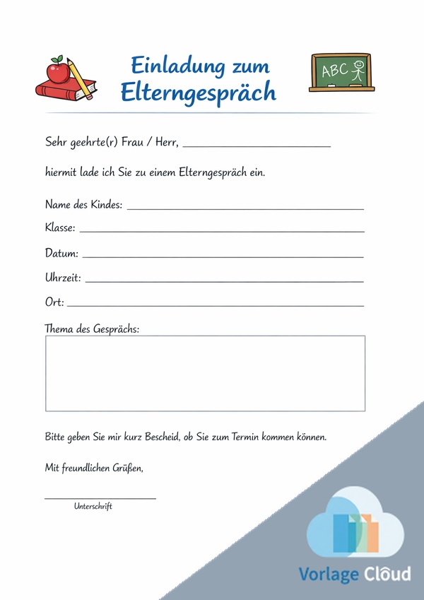 elterngespräch einladung vorlage fur ausdruck-wm