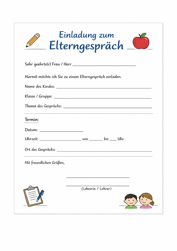 elterngespräch einladung vorlage
