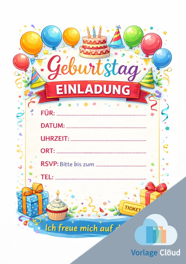 geburtstag einladung vorlage fur ausdruck