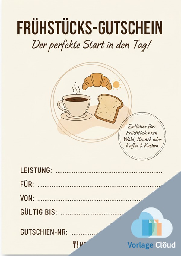 gutschein für ein frühstück vorlage für ausdruck kostenlos