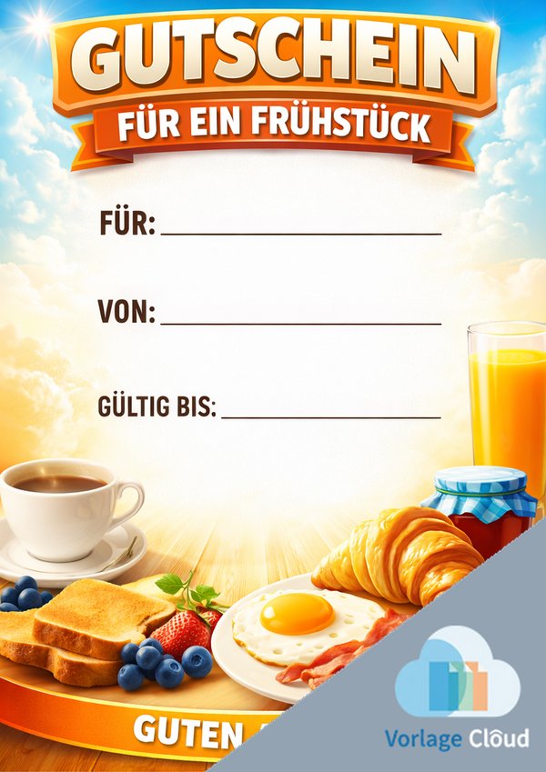gutschein für ein frühstück vorlage für ausdruck
