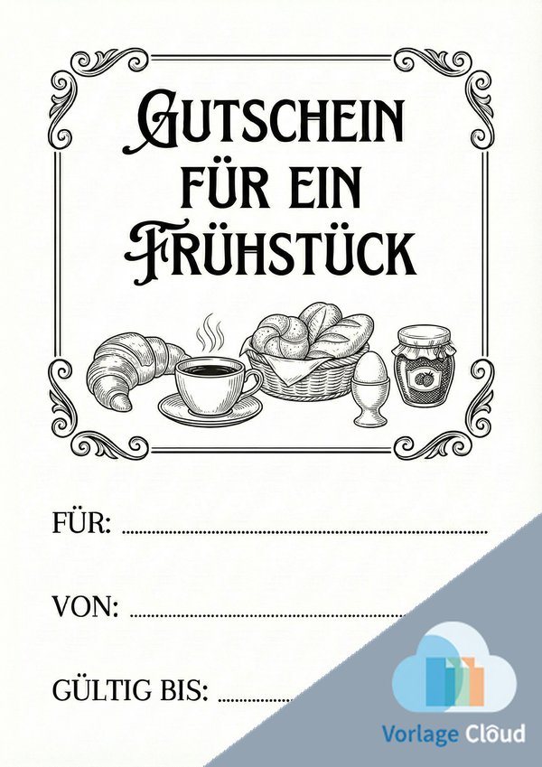 gutschein für ein frühstück vorlage gratis