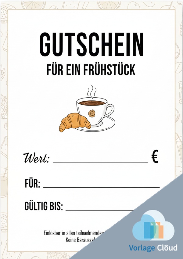 gutschein für ein frühstück vorlage kostenlos
