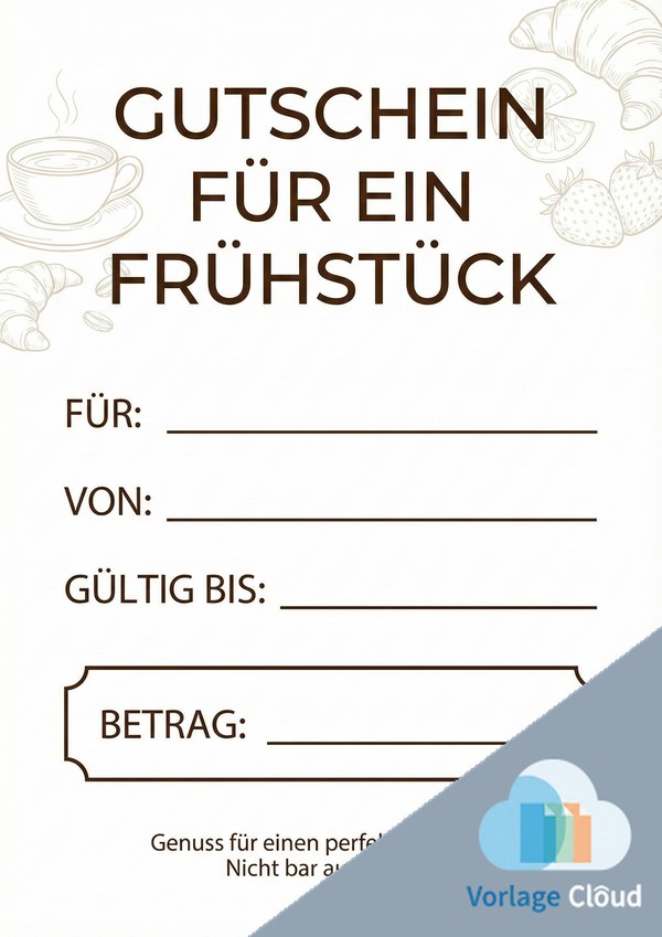 gutschein für ein frühstück vorlage word
