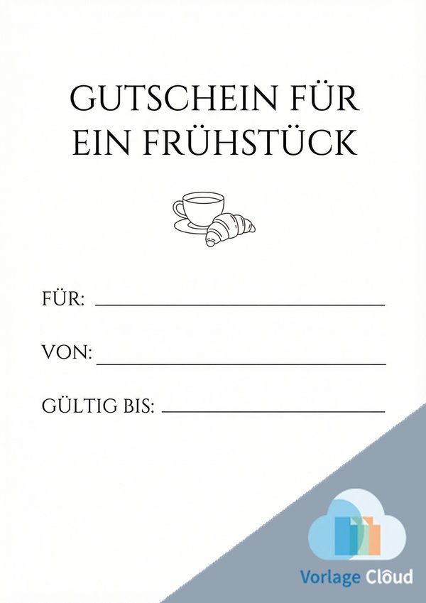 gutschein für ein frühstück vorlage zum ausdrucken kostenlos