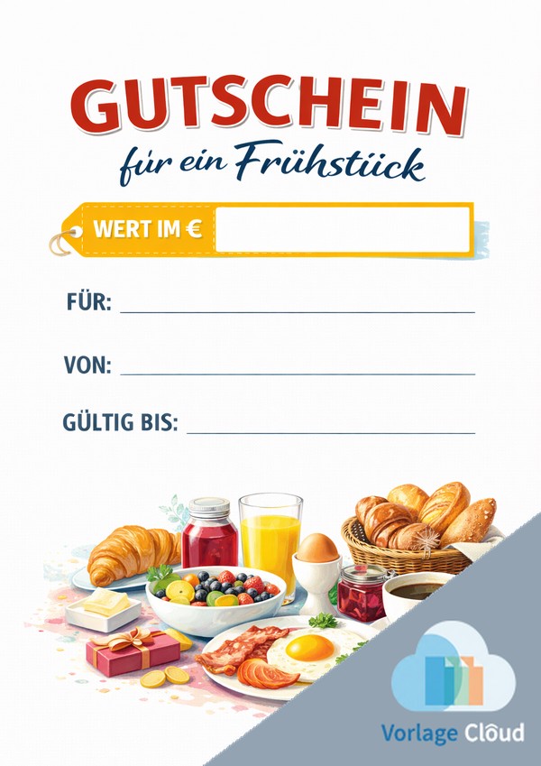 gutschein für ein frühstück vorlage zum ausdrucken