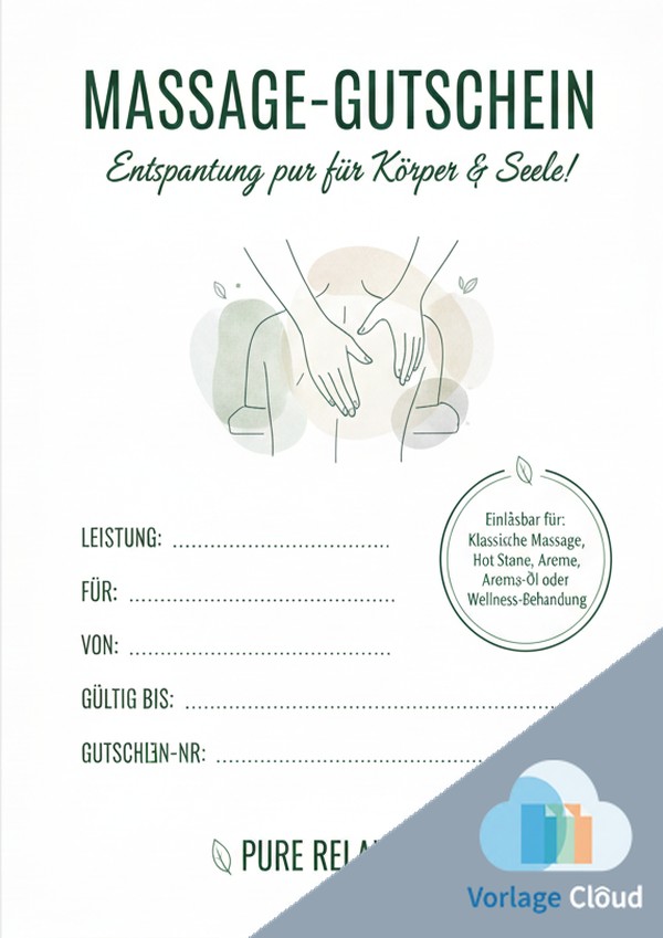 gutschein vorlage für massage gratis