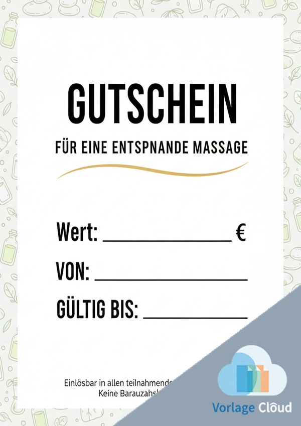 gutschein vorlage für massage pdf