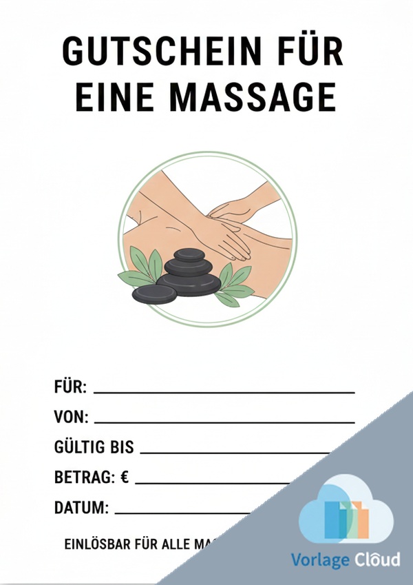 gutschein vorlage für massage word