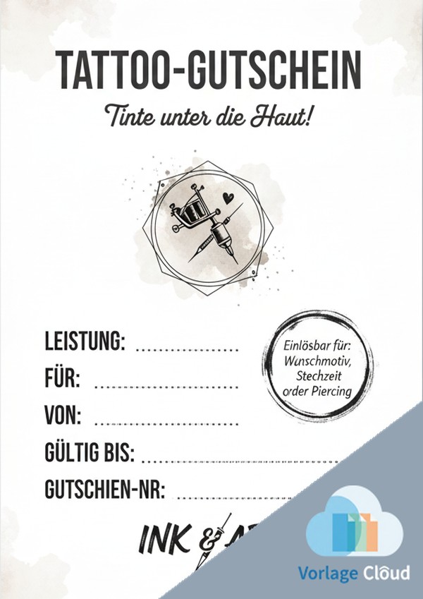 gutschein vorlage tattoo word