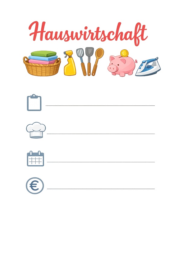 hauswirtschaft deckblatt ausdrucken
