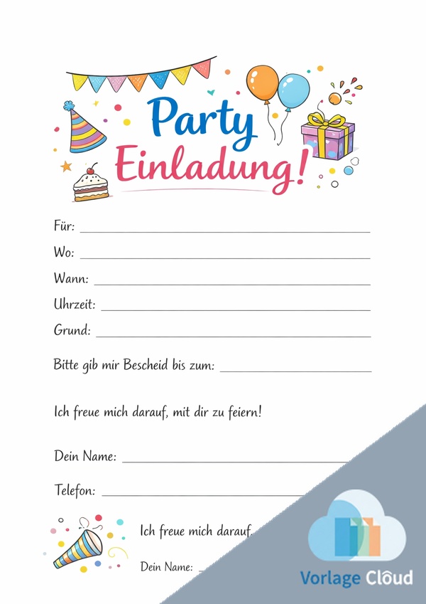 party einladung vorlage für ausdruck