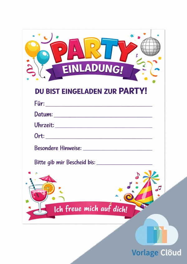 party einladung vorlage kostenlos