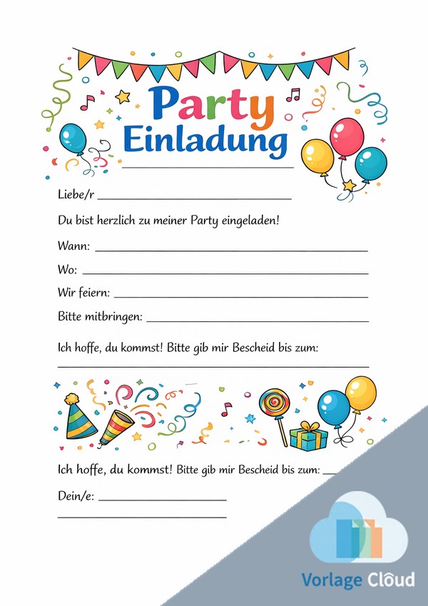 party einladung vorlage zum ausdrucken