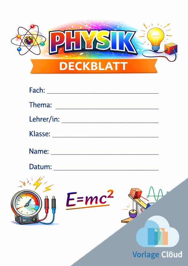 physik deckblattzum ausdrucken