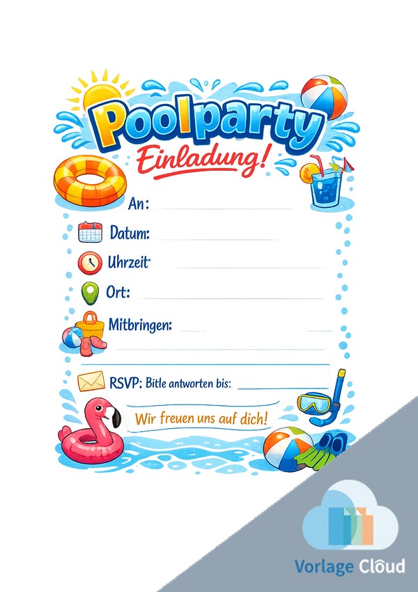 poolparty einladung vorlage pdf