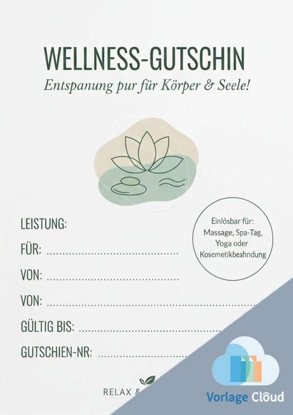 vorlage gutschein wellness kostenlos