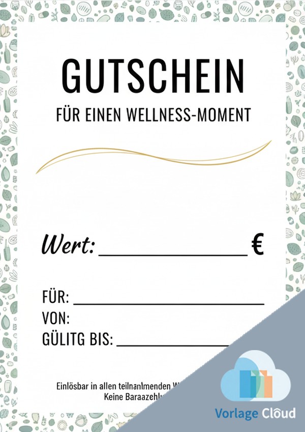 vorlage gutschein wellness