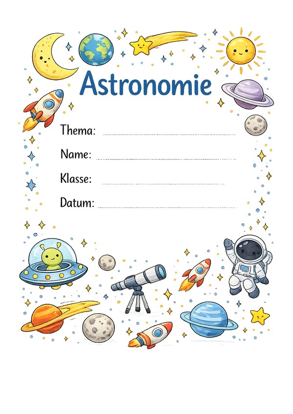 deckblatt astronomie ausdrucken