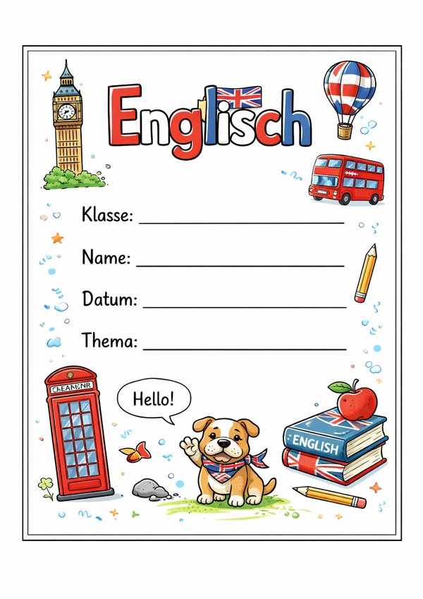 deckblatt englisch ausdrucken