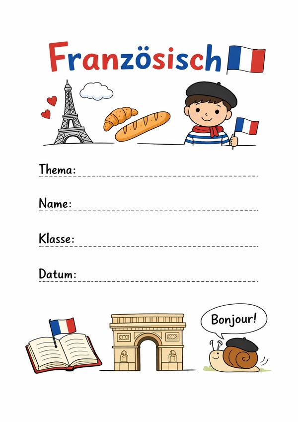 deckblatt französisch zum ausdrucken