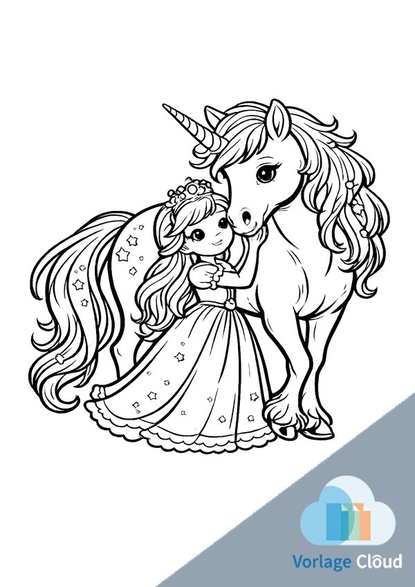 ausmalbild einhorn prinzessin