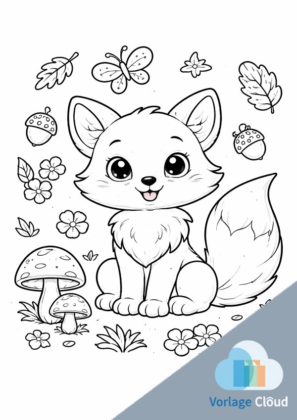 ausmalbild fuchskopf