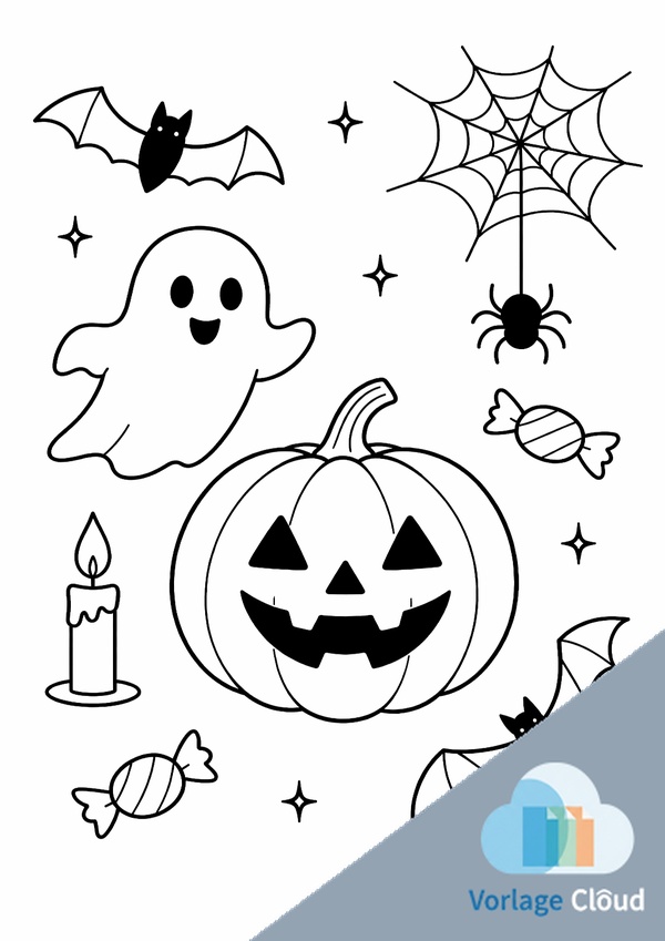 ausmalbild halloween kürbis