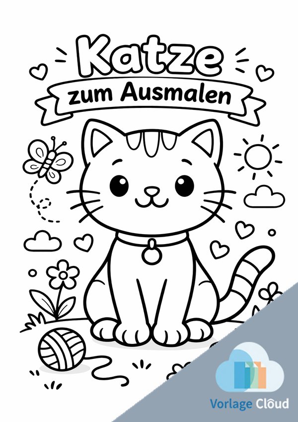 Ausmalbild Katzenfamilie