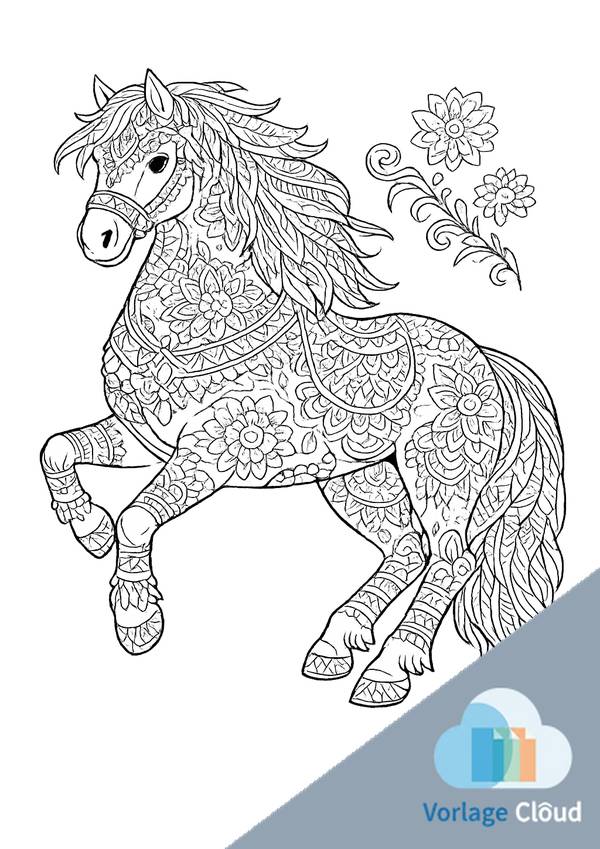 ausmalbild mandala pferd