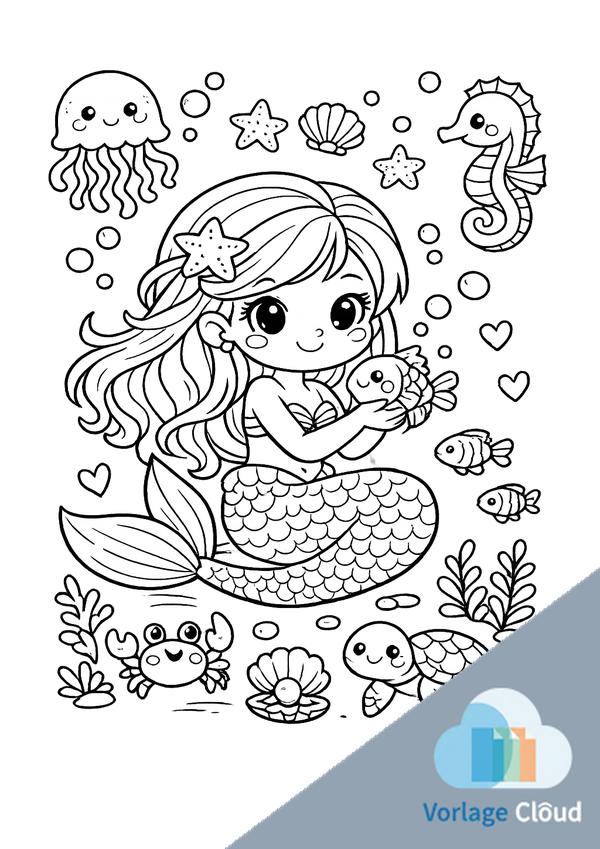 ausmalbild meerjungfrau