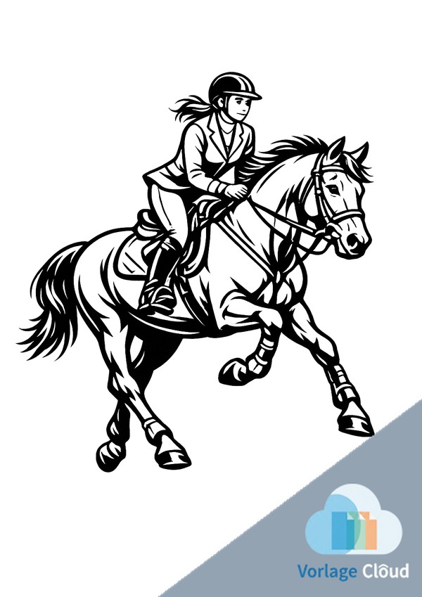 ausmalbild pferd mit reiterin