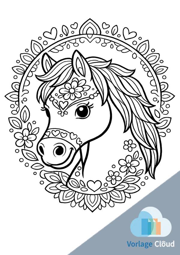 ausmalbild pferde mandala
