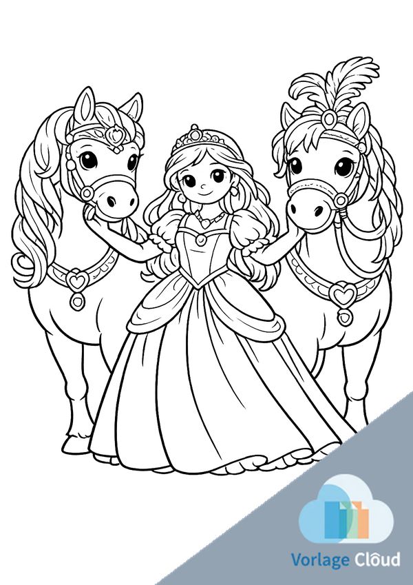 ausmalbild prinzessin pferd