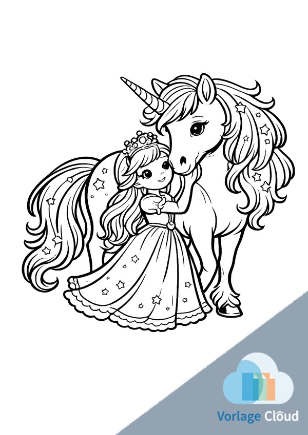 Ausmalbilder Einhorn Mit Prinzessin