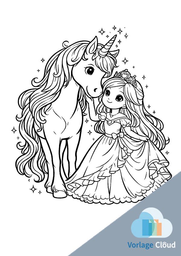 ausmalbilder einhorn prinzessin