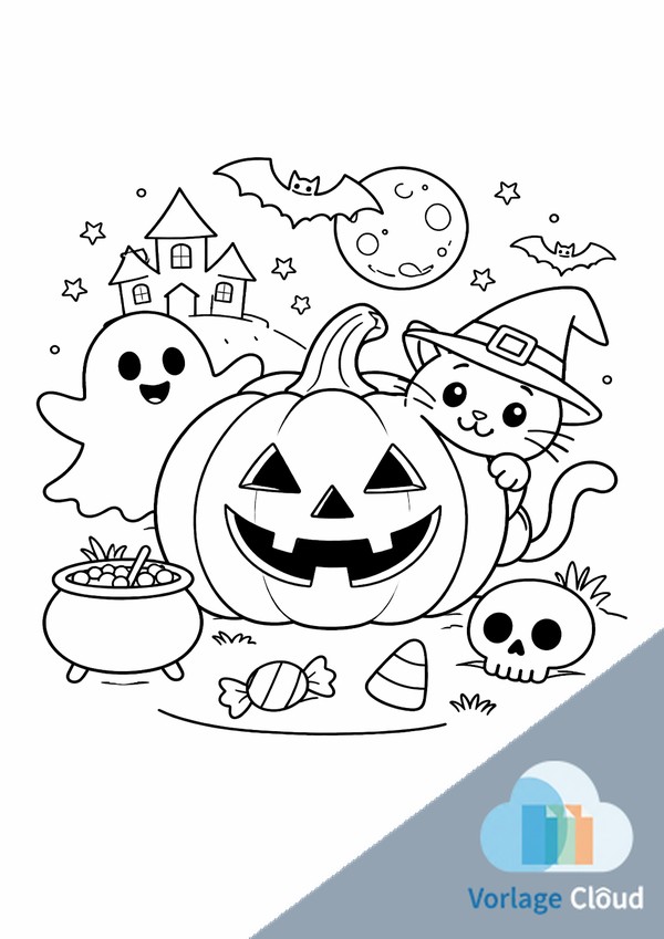 ausmalbilder halloween kürbis