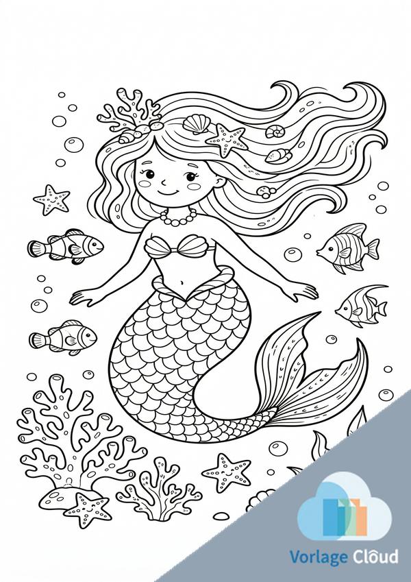 ausmalbilder meerjungfrau kostenlos