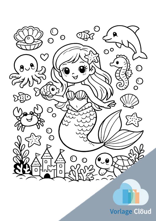 ausmalbilder meerjungfrau
