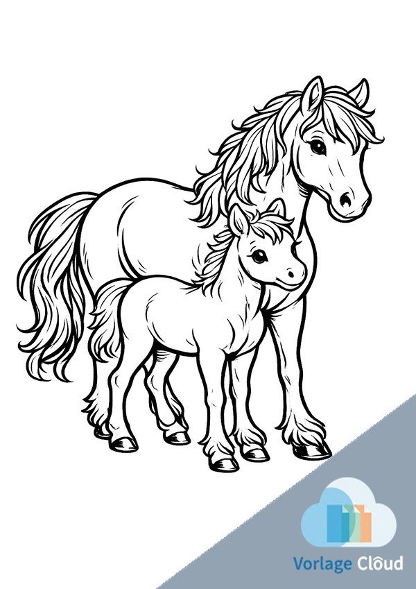 ausmalbilder pferd mit fohlen