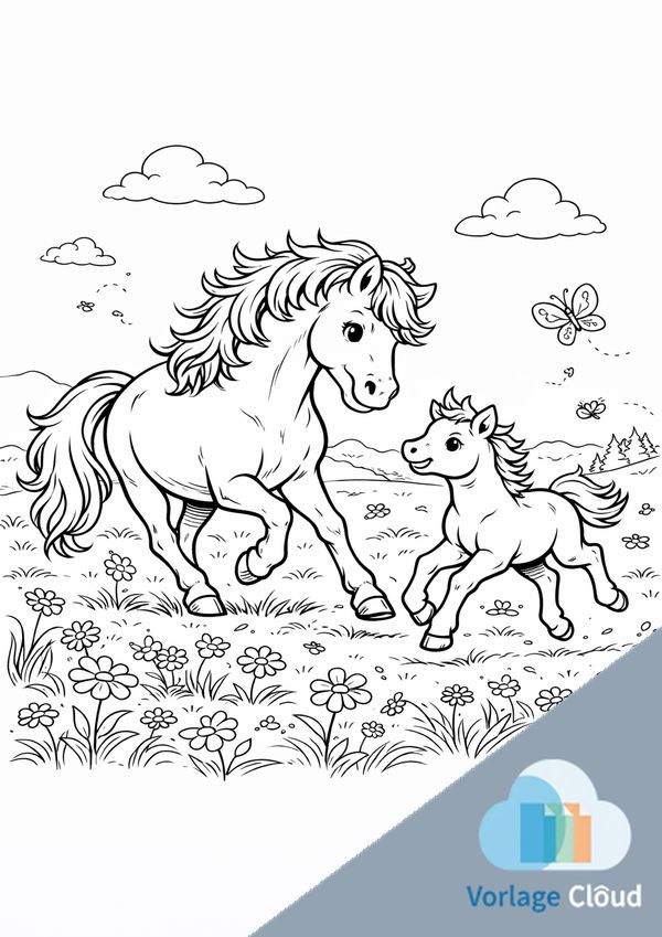 ausmalbilder pferd mit fohlen zum ausdrucken