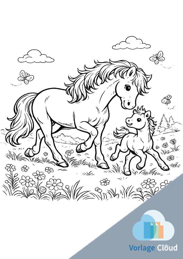 Ausmalbilder Pferde Mit Fohlen Wm