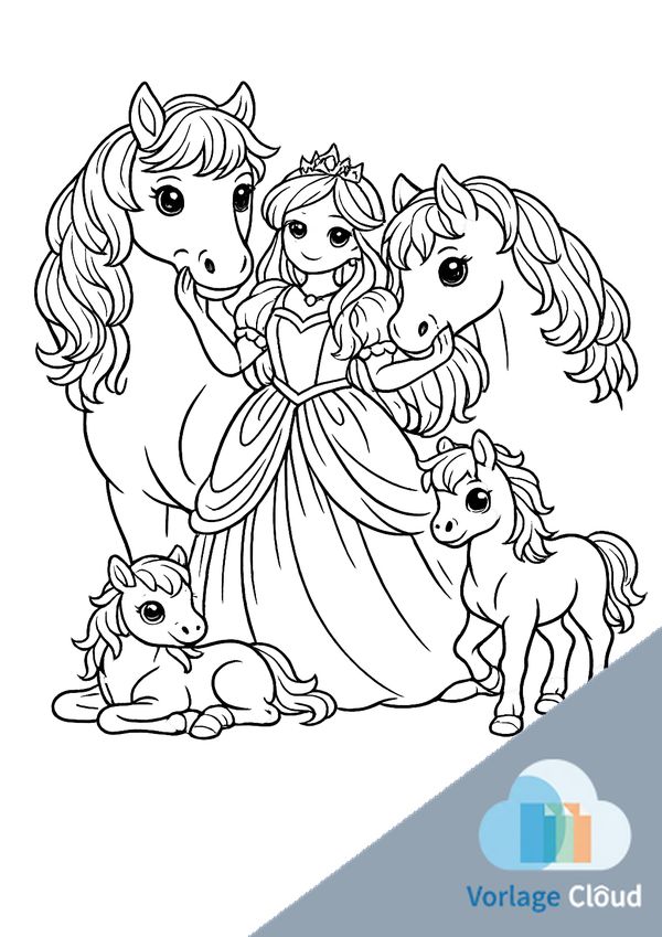 ausmalbilder prinzessin mit pferd kostenlos