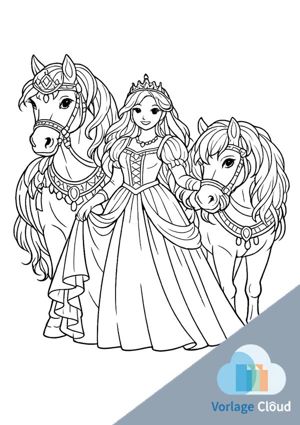 ausmalbilder prinzessin pferd