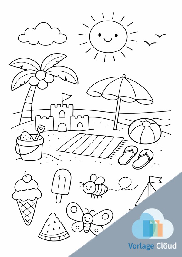ausmalbilder strand
