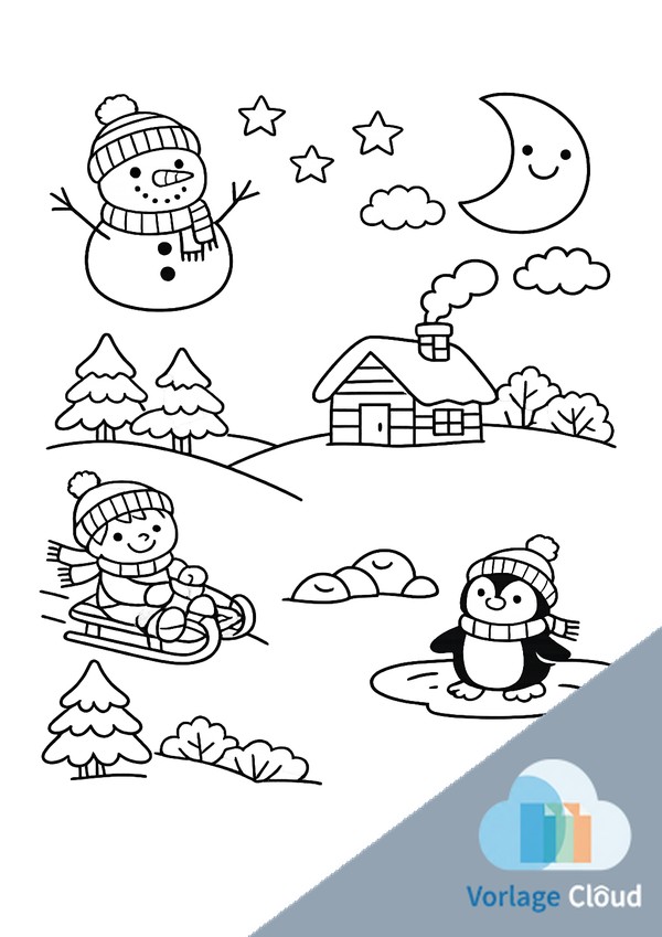 ausmalbilder winter einfach