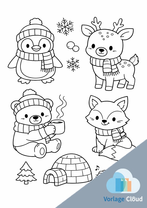 ausmalbilder winter tiere kostenlos